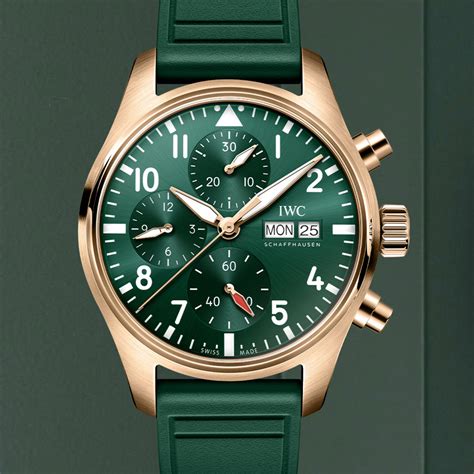 iwc pilot green dial|iwc pilot chronograph 41 green.